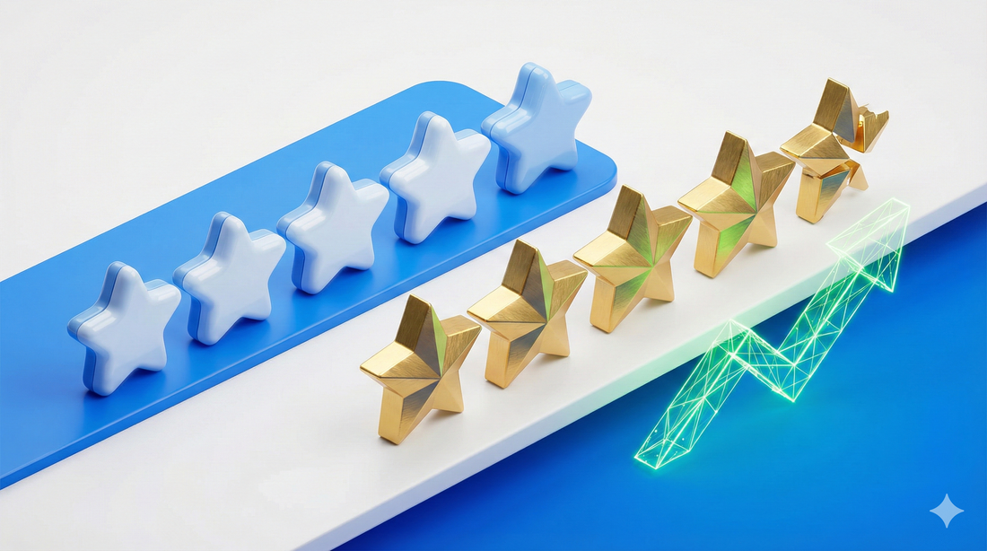 השוואה בין דירוג 5 כוכבים לדירוג 4.5 כוכבים והשפעתם על המרה בחנות שופיפיי.