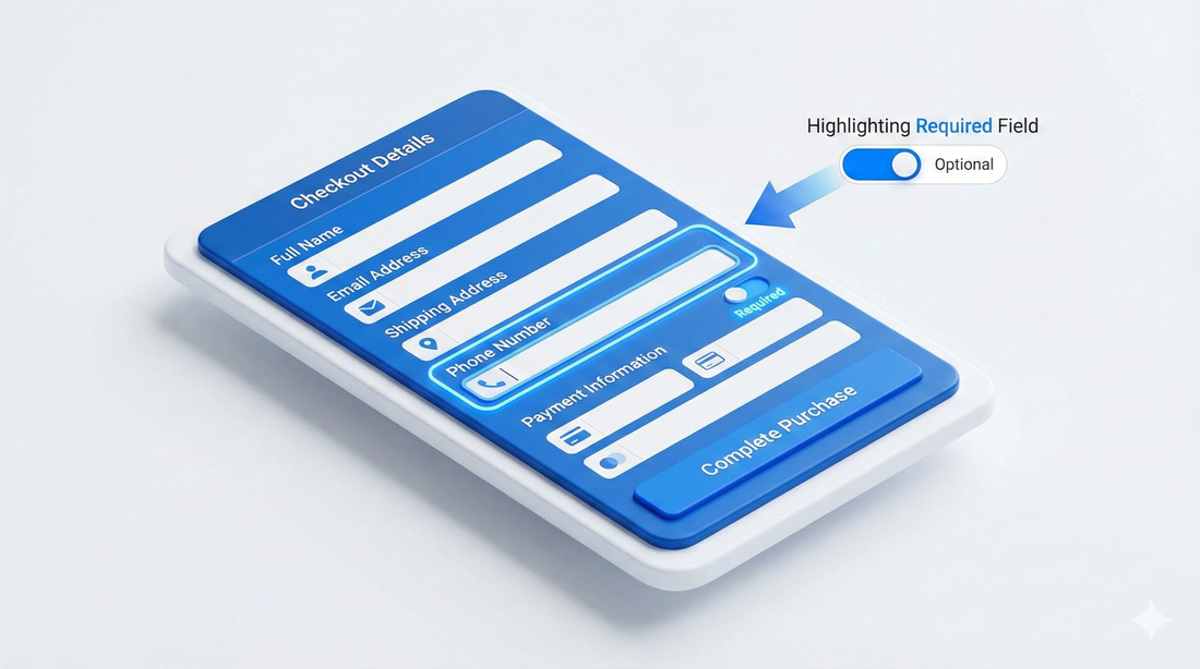 אילוסטרציה של טופס צ'קאאוט עם התמקדות בשדה מספר הטלפון והשפעתו על חווית המשתמש.